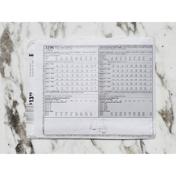 1990s Sewing Pattern for Pull-On Bias Skirts w/Straight-Fishtail Back, 3 Lengths - Picture 2 of 2